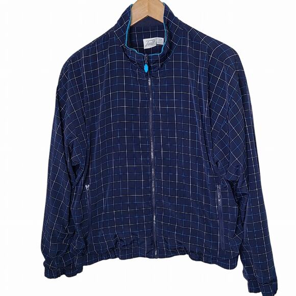 Tail Jackets & Blazers - Tail Women's SZ M‎ Long Sleeve Full Zip Golf Jacket Blue Check Light Weight